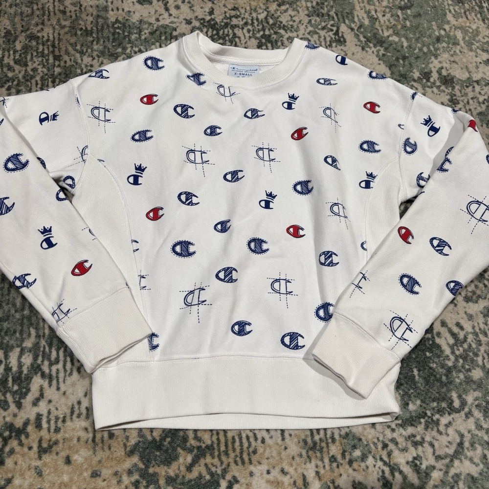 Champion Reverse Weave All-Over Print Graphic Crewneck Sweatshirt XS